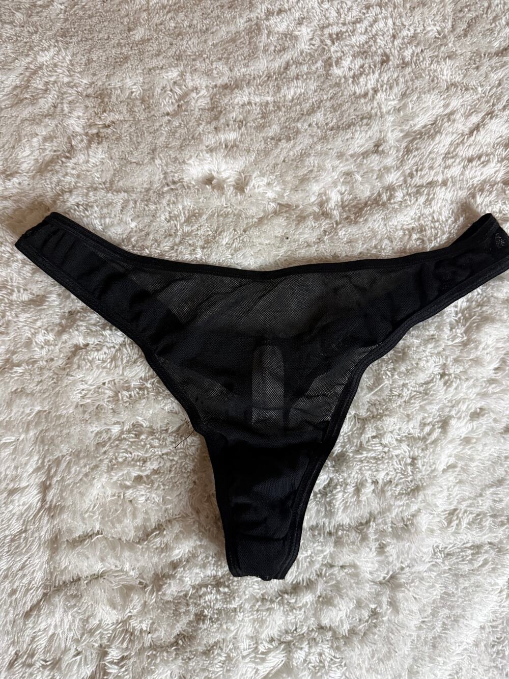 NWOT Hillard & Hanson Sheer Mesh Thong Black Size S Minimalist